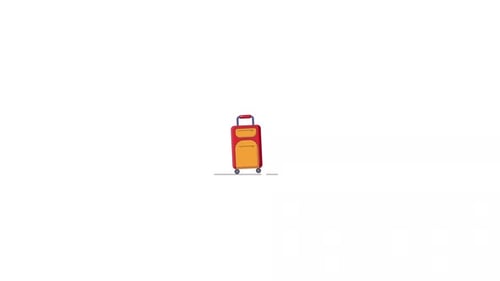 Animated Suitcase Icon Wiggle Loop Flat Design