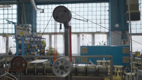 Industrial Machine with Rotating Coils and Wire Creative Industrial Winding of Wires and Cables on