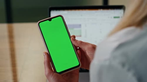 Closeup Mockup Cellphone Scrolling Woman Finger
