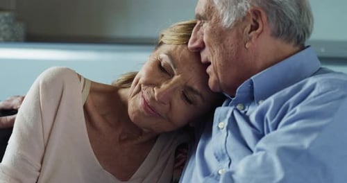 Senior Couple Embracing in Peaceful Moment
