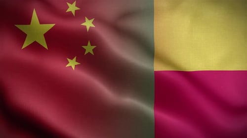 Realistic Waving Flags of China and Poland