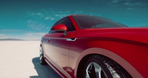 Sleek Red Car Animation on Vast Salt Flats