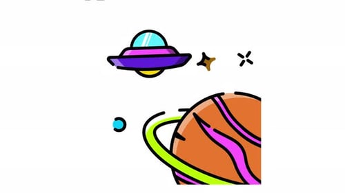 Vibrant Cartoon Space UFO and Planet Animation