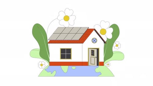 Animación 2D de energía renovable residencial