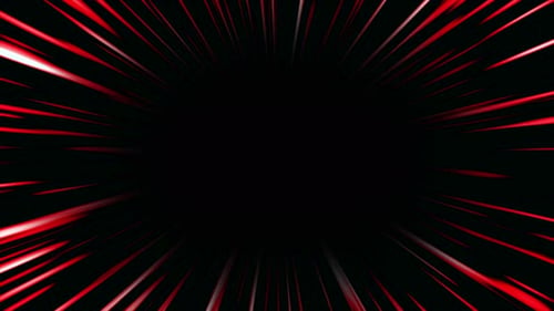 Rote Anime-Speedlines-Animation auf Schwarz. Radiale Comic-Geschwindigkeitslinien bewegen sich nahtlos. Flash-Aktion