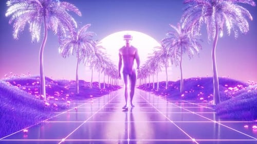 Man Walking Synthwave Background Loop