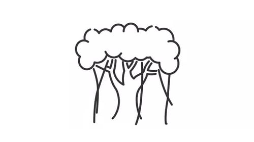 Animated Sketch Banyan Tree with Swaying Roots