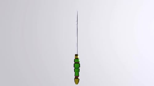 Stylized 3D Sword with Green and Gold Handle