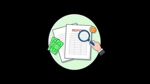Animated Business Report Analysis with Magnifying Glass