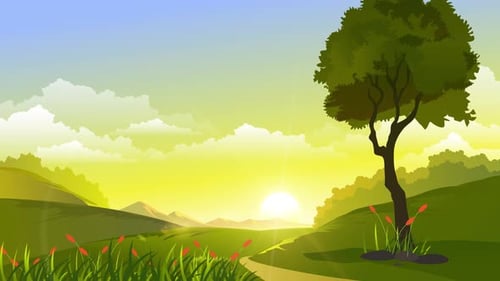 Animated Summer Landscape Looped + 4k