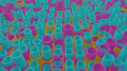 Vibrant Abstract 3D Cylinders Moving Up and Down Seamless Loop