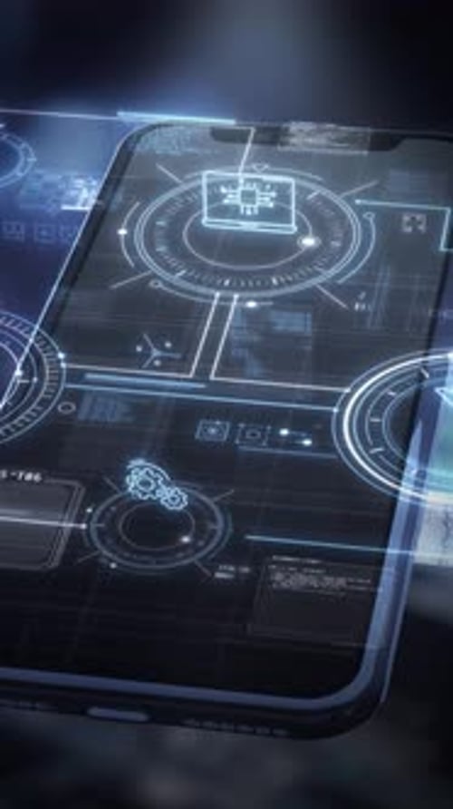 Futuristic Holographic Interface on Smartphone Display