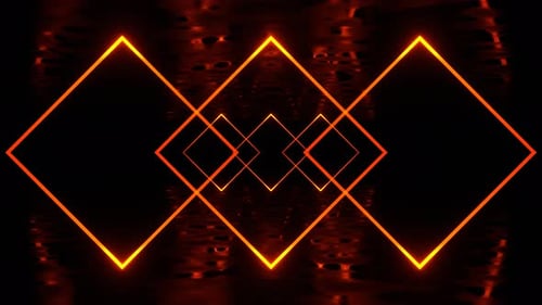 Orange Neon Diamonds In A Dark Futuristic Space Background Vj Loop In 4K