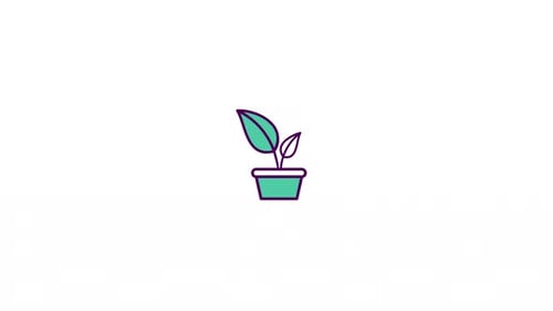 Animated Flat Design Potted Plant Icon