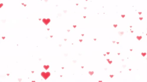 Animated Red Hearts and Particles Floating Upwards Background