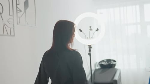 Stylist Reviews Haircut in Studio Bright Salon with Stylist Discussing Haircut Details Stylist in