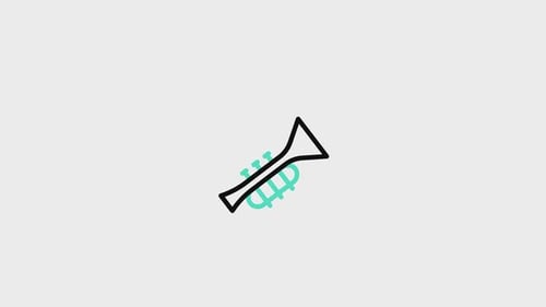 Minimalist Animated Trumpet Icon with Sound Burst