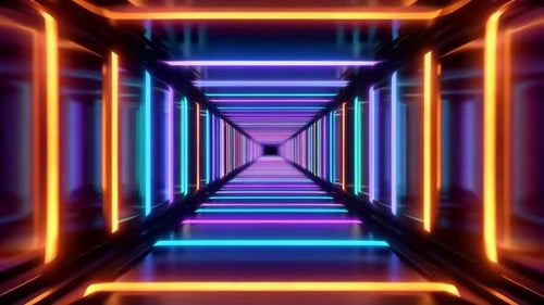 Cyberpunk Neon Tunnel Loop with Glowing Geometric Lights