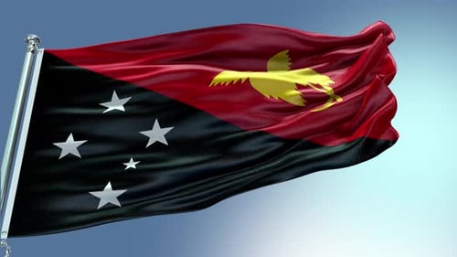 Papua New Guinea Flag Waving in Realistic Slow Motion