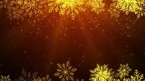 Golden Christmas Snowflakes with Glitter Festive Background