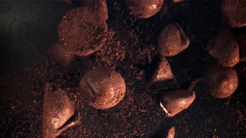 Dramatic Close-Up of Rich Chocolate Truffle Balls