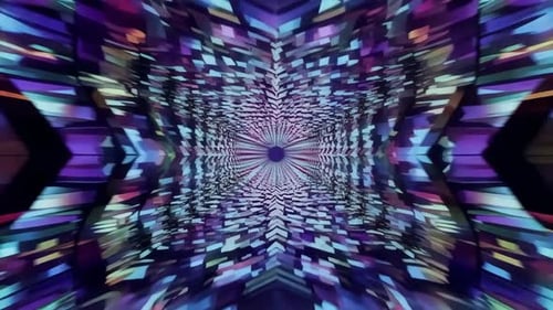 Abstract Neon Geometric Tunnel Loop Background