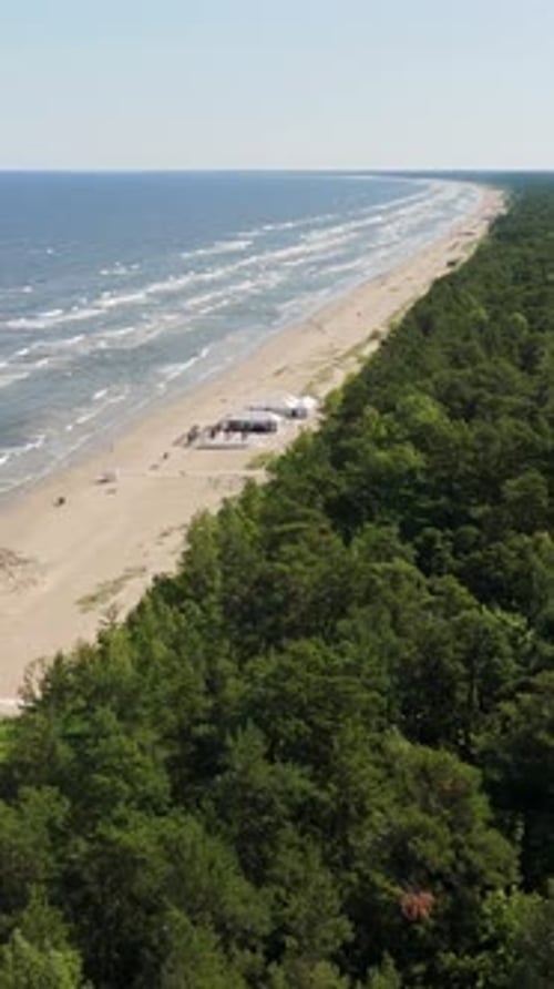 Tranquil Baltic Beach Aerial View in Jurmala, Latvia, vertical