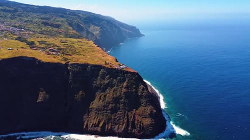 Residential area located on the high mountain at the coast of the Atlantic Ocean.