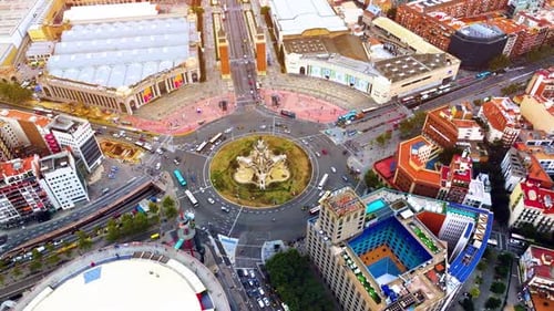 Plaza de Espana in Barcelona, Catalonia, Spain. Roundabout