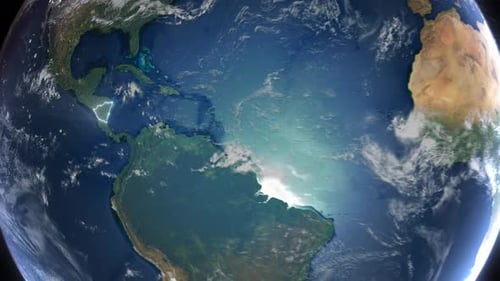 Realistic Earth Orbit and Zoom Glowing Borders Nicaragua