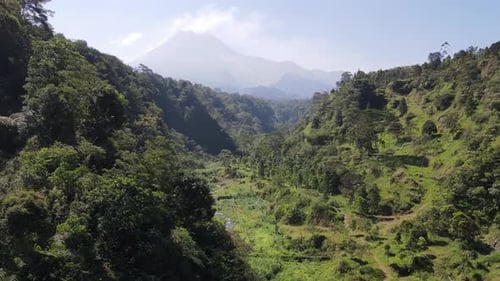 Natural scenery in the area or valley of Mount Merapi located in Yogyakarta Indonesia.