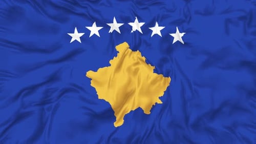 Waving Flag of Kosovo Loop Animation