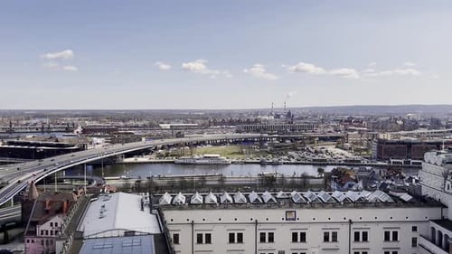 Szczecin Poland Top View of the City Landscape of the City Drone Aerial Old Town From the Bird's Eye