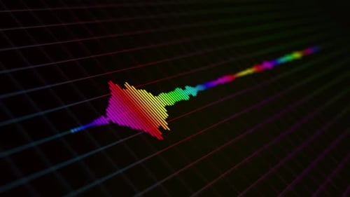 Colorful Audio Visualizer Waveform on Geometric Grid