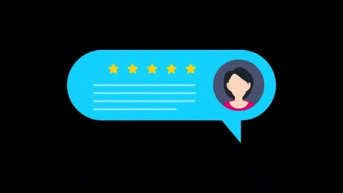 Animated User Feedback Speech Bubble with Flat Design Stars