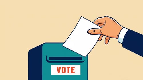 Animated Hand Casting a Vote into Ballot Box