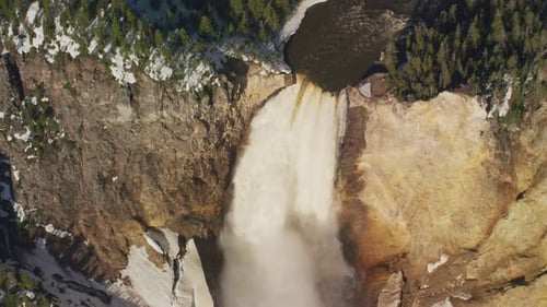 Grand Canyon meets Yellowstone river lower falls in Wyoming Yellowstone national park