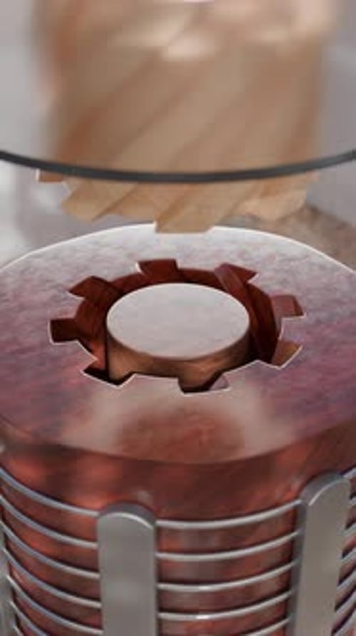 Modern 3D Wooden Gear Spinning Reveal Animation