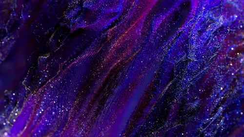 Goldene und violette Partikel wirbeln und fließen anmutig und erzeugen eine abstrakte und faszinierende Atmosphäre