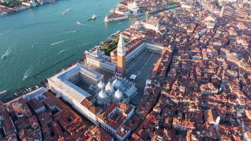 Aerial view of historic architecture in saint mark square, Italy.