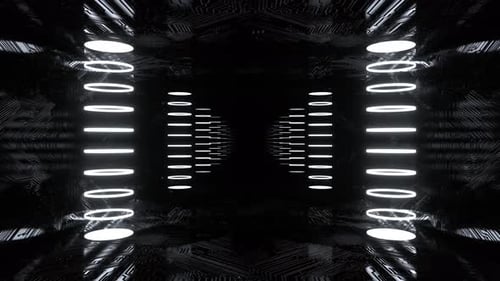 White Neon Cyber Highway With Hologram Columns Background Vj Loop In 4K