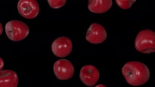 Realistic Red Apples Falling and Rotating Seamless Loop