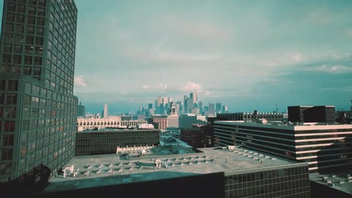 Aerial View of Modern Urban Cityscape with Skyscrapers