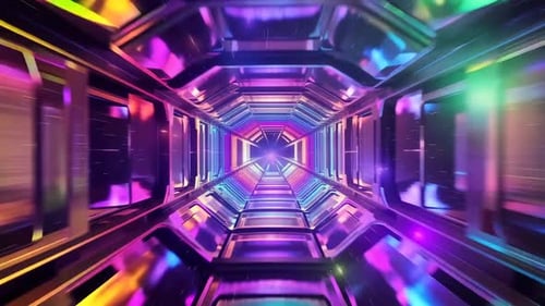 Rainbow Neon SciFi Tunnel Loop futuriste Cyberpunk Space Co