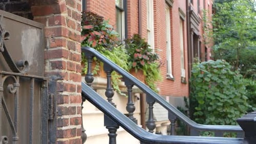 New York City Townhouse Building Brooklyn Heights Residential Brownstone House Architecture in USA