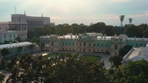 Aerial View of Grand Building and Cityscape