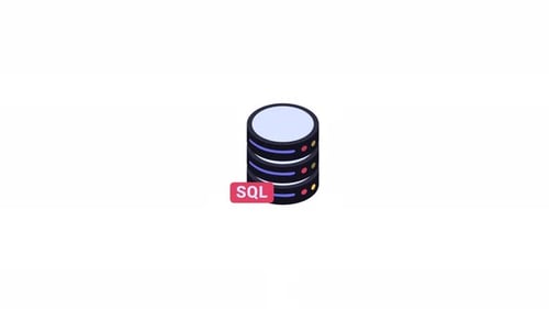 Database Icon With Sql Label On White Background