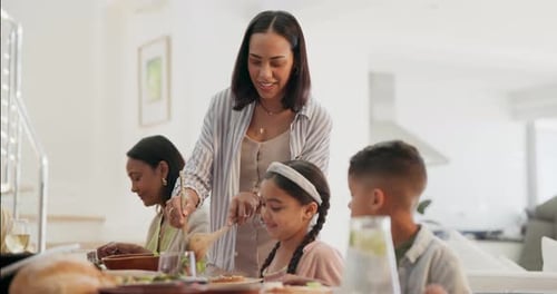 Family meal at home with generations together