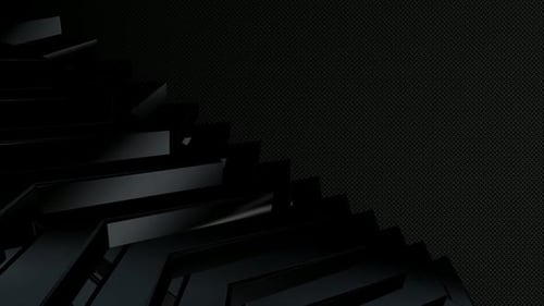 Dark Background with Figure Animation in the Corner, Shapes, Unique Design, 3D Render, Reflection
