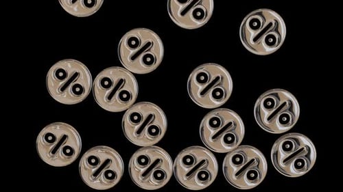 Golden 3D Percentage Symbols Falling Animation